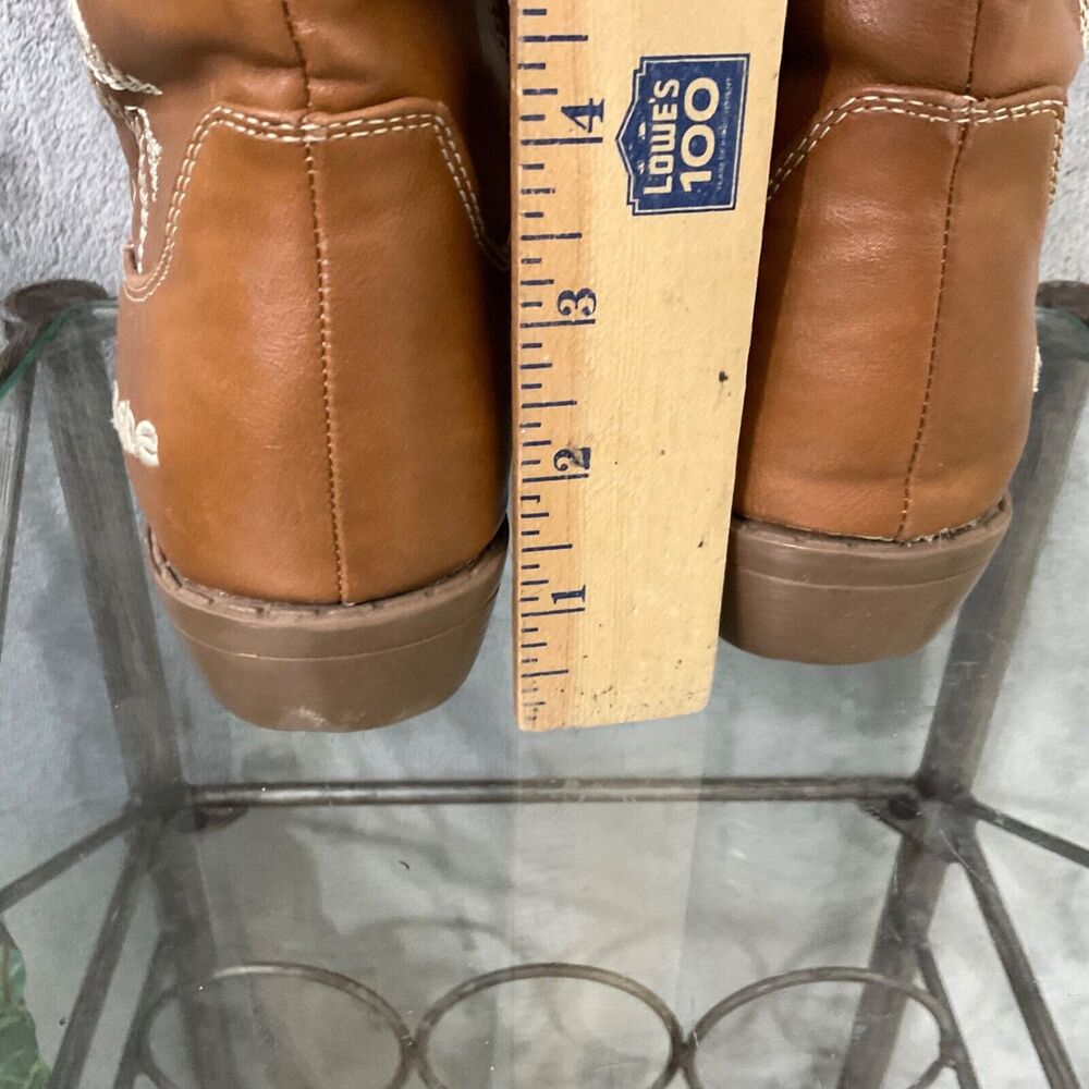 Bebe Cowgirl Boots women’s size 5 Brown faux leather embroidered logo name - Picture 10 of 16